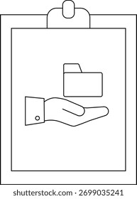 Portapapeles con la mano sosteniendo una carpeta de archivos