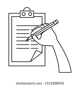 clipboard with hand writing