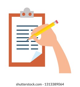 clipboard with hand writing