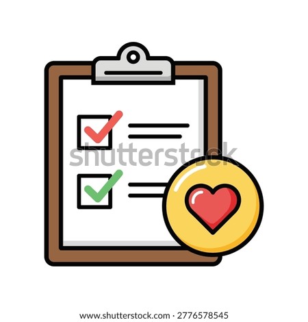 Clipboard with heart checklist icon for customer feedback