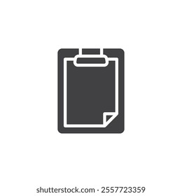 Clipboard holding a note vector icon. filled flat sign for mobile concept and web design. Clipboard with paper glyph icon. Symbol, logo illustration. Vector graphics