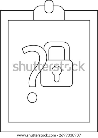 Clipboard holds question mark and lock