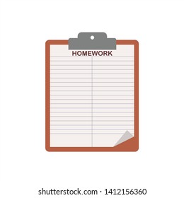 Clipboard with homework. Flat style design vector illustration - Vector
