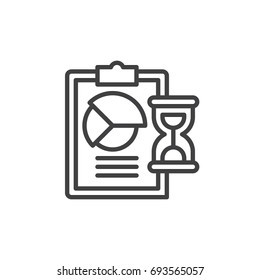 Clipboard and hourglass line icon, outline vector sign, linear style pictogram isolated on white. Symbol, logo illustration. Editable stroke. Pixel perfect vector graphics