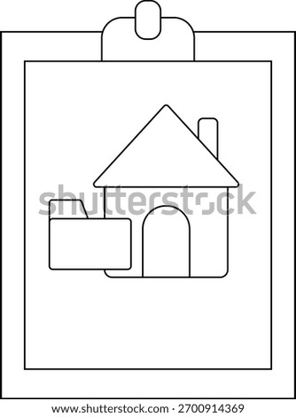 Clipboard with house folder icon Linear drawing in a black outline