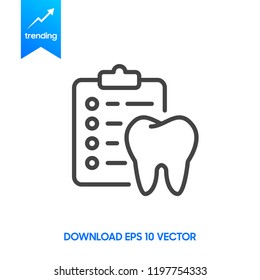 Clipboard with human tooth filled outline icon, line vector sign, linear colorful pictogram isolated on white. Docs dental checklist paper symbol, logo illustration. Pixel perfect vector graphics