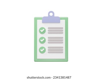 Clipboard icon 3d rendering vector illustration