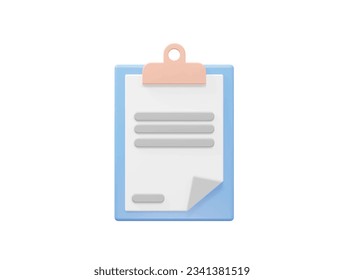 Clipboard icon 3d rendering vector illustration