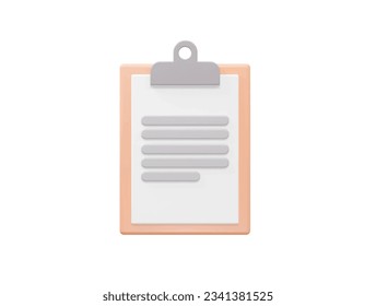 Clipboard icon 3d rendering vector illustration