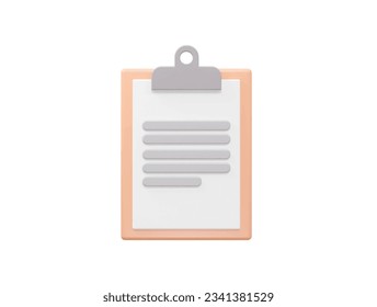 Clipboard icon 3d rendering vector illustration