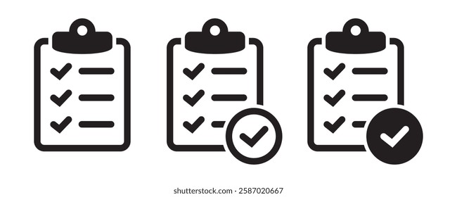 Clipboard icon. Clipboard with check mark icon. Checklist sign symbol for web site and app design.