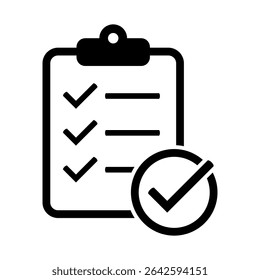 Clipboard icon. Clipboard with check mark icon. Checklist sign symbol for web site and app design.