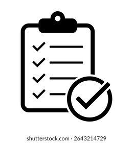 Ícone Área de transferência. Área de transferência com ícone de marca de seleção. Símbolo de sinal de lista de verificação para design de site e aplicativo.