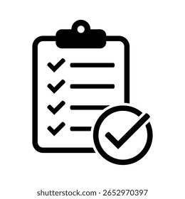 Ícone Área de transferência. Área de transferência com ícone de marca de seleção. Símbolo de sinal de lista de verificação para design de site e aplicativo.