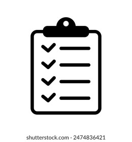 Clipboard icon. Checklist icon of an approved document. Project completed. Tasks vector icon. Task completed.
