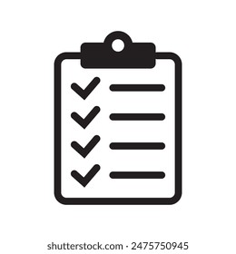 Clipboard icon. Checklist icon of an approved document. Project completed. Tasks vector icon. Task completed.