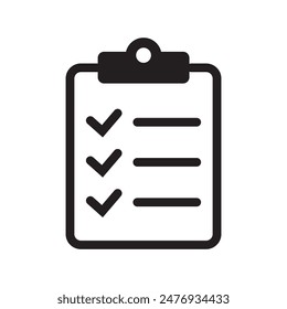 Clipboard icon. Checklist icon of an approved document. Project completed. Tasks icon. Task completed.