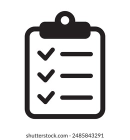 Clipboard icon. Checklist icon of an approved document. Project completed. Tasks icon. Task completed.