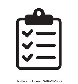 Clipboard icon. Checklist icon of an approved document. Project completed. Tasks icon. Task completed.