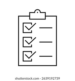 clipboard icon with checklist check mark representing business survey or voting form symbol illustration