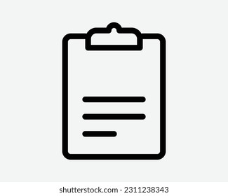 Clipboard Icon. Checklist Document Check List Paper Note Office Business Clip Board Sign Symbol Black Artwork Graphic Illustration Clipart EPS Vector