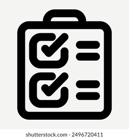 Clipboard icon, checklist illustration on survey in line style is suitable for work icons, tasks, documents, presentations, and website application buttons.