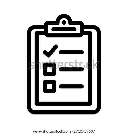 Clipboard Icon Checklist for Tasks, Planning, and Progress in a Simplified Outline