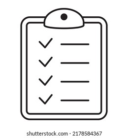 Clipboard icon. Checklist thin line sign symbol for web site and app design.