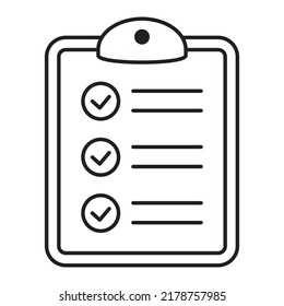  Clipboard icon. Checklist thin line sign symbol for web site and app design.