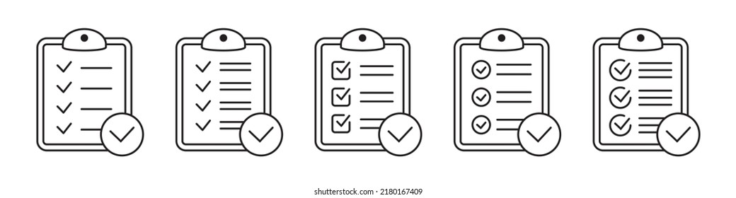 Clipboard icon. Checklist thin line sign symbol for web site and app design.