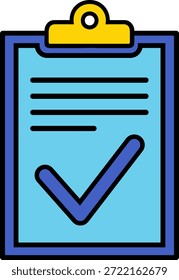 Ícone da área de transferência com marca de seleção e linhas do documento