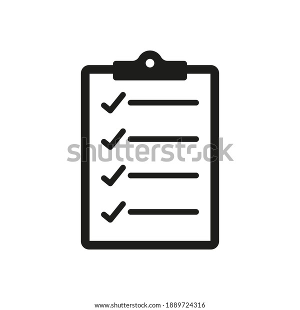 clipboard  icon,\
clip board check list isolated on a white background, list business\
concept, vector\
illustration