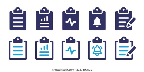 Clipboard icon collection. Document report symbol vector. 