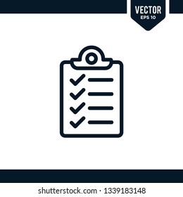 Clipboard icon collection in outlined or line art style