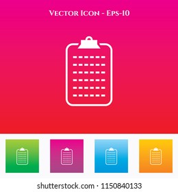 Clipboard  Icon in Colored Square box. eps-10
