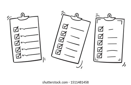 Clipboard icon design template handddrawn doodle style