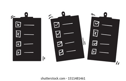 Clipboard icon design template handddrawn doodle style