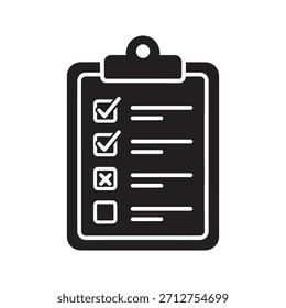 Ein Symbol in der Zwischenablage, das ein Dokument mit einer Checkliste mit Häkchen und Kästchen für die Aufgabenverwaltung und Organisation anzeigt.