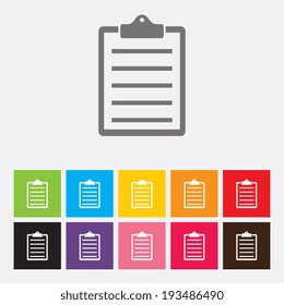 Clipboard icon in flat design style. Vector illustration eps 10.