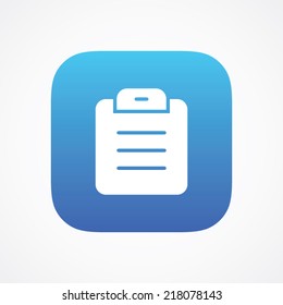 Clipboard icon in flat style on the rounded button