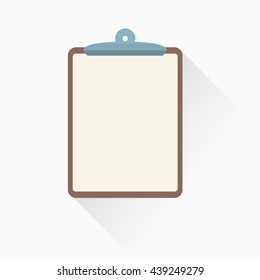 Clipboard icon in flat style with simple shadow. Vector illustration