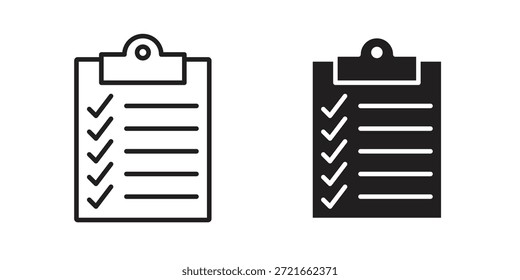 Clipboard icon flat and thin stroke vector pack. Editable icons set