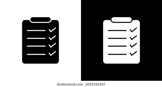 Clipboard icon in flat version on black and white background