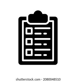 Clipboard Icon, Glyph style icon vector illustration, Suitable for website, mobile app, print, presentation, infographic and any other project.