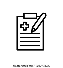 Clipboard icon illustration with hospital plus sign. suitable for health record icon.  line icon style. icon related to healthcare and medical. Simple vector design editable. Pixel perfect at 64 x 64