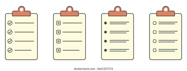 Ilustración de icono de Portapapeles símbolo de signo de Vector aislado. Para hacer el icono de lista. Plantilla de logotipo de Vector de icono de Portapapeles de papel. 