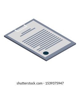Clipboard icon. Isometric of clipboard vector icon for web design isolated on white background