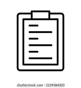 Clipboard Icon. Line Art Style Design Isolated On White Background