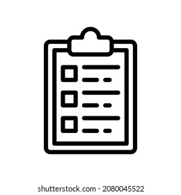 Icono del portapapeles, Icono de icono de estilo de línea, Ilustración vectorial, Adecuada para sitio web, aplicación móvil, impresión, presentación, infografía y cualquier otro proyecto.