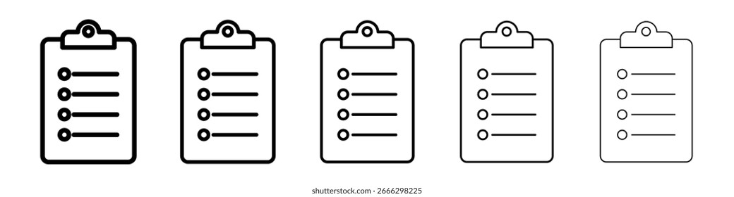 Logotipo de icono de Portapapeles en colección de líneas de trazo